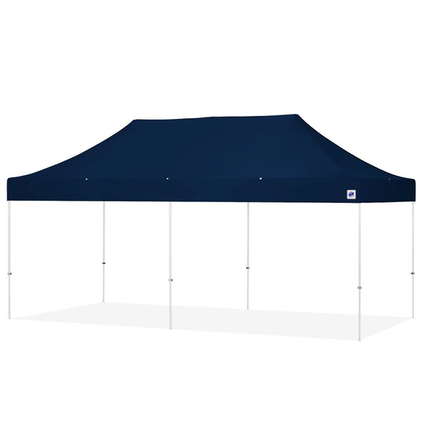 TAA Compliant Eclipse Shelter, 10' W x 20' L, White Steel Frame, Navy Blue Top